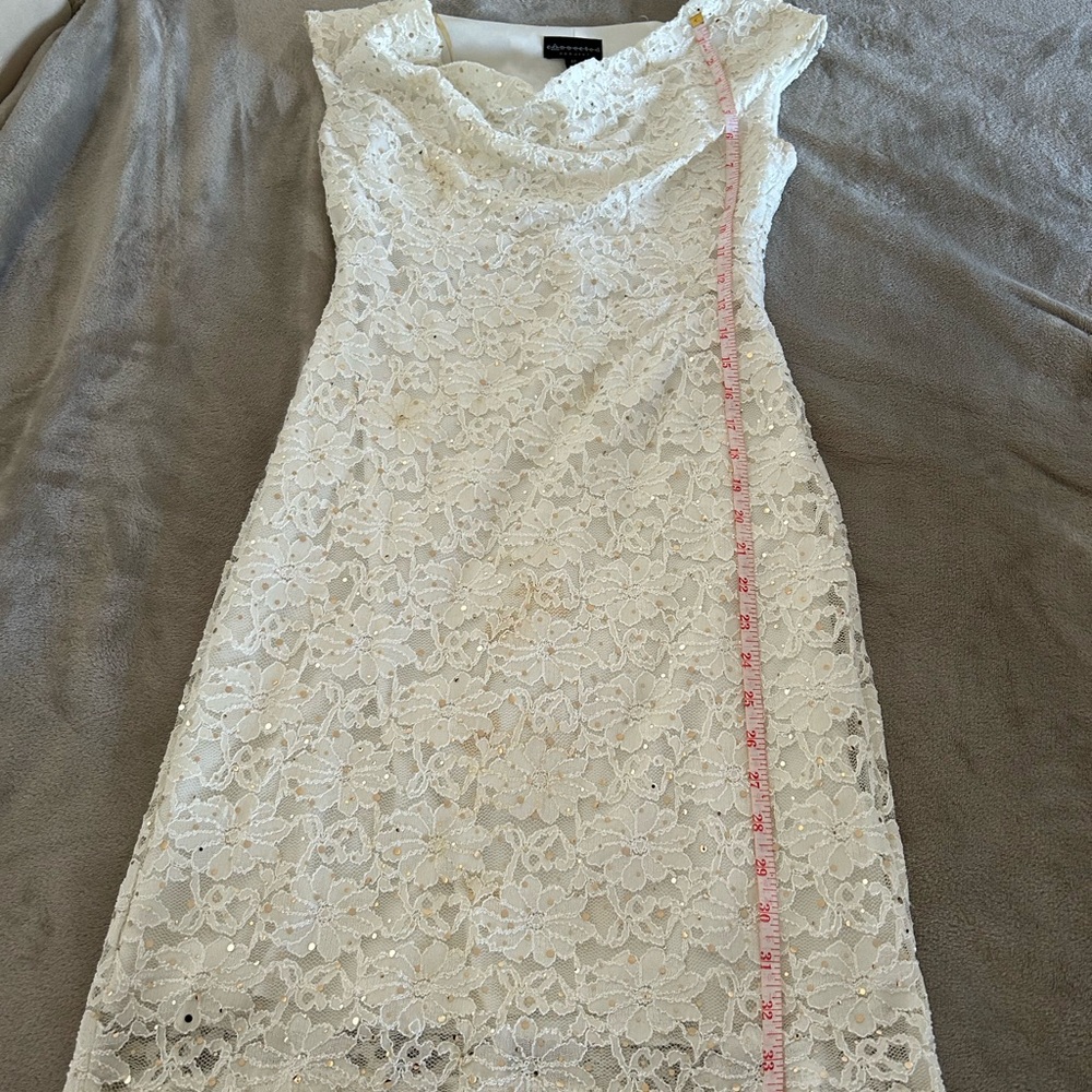 Connected Apparel White Lace Mini Dress